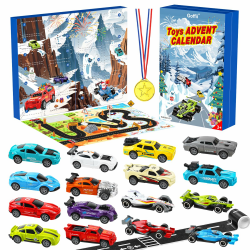 Adventskalender 2025, Kinder Zurückziehen Autos Spielzeug, Sportwagen Rallye-Auto Rennspielzeug, 24 Tage Weihnachtskalender Geschenk für 3-12 Jahre alt Jungen Mädchen Angebot bei HelloDeals