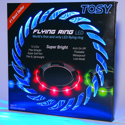 TOSY Flying Ring – 12 einfarbige LEDs, superhell, Lost-Mode, Auto-Aufleuchten, Weihnachtsgeschenk, sicher, wasserdicht, Spielzeug für Pool/Strand/Camping (Blau) Angebot bei HelloDeals