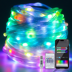 Lichterkette Außen, 20M 200LED IP65 Wasserdichte RGB Lichtschlauch Außen App-Steuerung mit USB-Anschluss für Balkon/Garten/Party/Halloween/Weihnachten Angebot bei HelloDeals