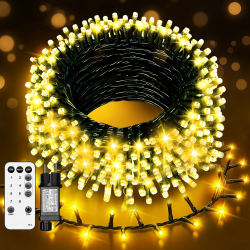 LED Lichterkette Außen 20M 200LED Warmweiß, Strombetrieben mit Stecker, 8 Modi & Timer mit Fernbedienung und Speicherfunktion, IP44 Wasserdicht für Innen Außen Garten Balkon Hochzeit Weihnachten Party Angebot bei HelloDeals