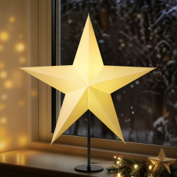 Lewondr 3D Papiersterne Weihnachten Tischlampe, 17,72" 5-zackiger Weihnachtsstern Beleuchtet mit E14 LED-Birne, Weihnachtsstern Stehend Weihnachtsdeko mit Eisenbasis für Innen Feiertag Fünfzackiger Stern Angebot bei HelloDeals