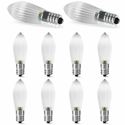 AGOTD E10 LED Glühbirne Kerze, LED Ersatzbirne 0.2W ersatz 1W Riffelkerze, Warmweiß 2200K Schwibbogen, 5-55V für Lichterbogen, Adventsleuchter, Lichterkette, 10 Stück E10 10Stück Angebot bei HelloDeals
