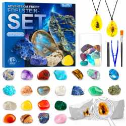 Adventskalender 2024 Kinder, 24 Tage Weihnachts Adventskalender Countdown, Natürliche Edelsteine Mineralien Weihnachtsgeschenke für 6 7 8 9 10, 12 Jahre Jungen Mädchen Angebot bei HelloDeals