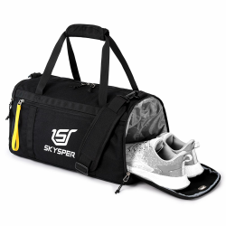 SKYSPER 30L Sporttasche mit Schuhfach & Nassfach, Kleine Reisetasche Herren und Damen, Weekender, Trainingstasche, Gym Bag (Schwarz) Angebot bei HelloDeals