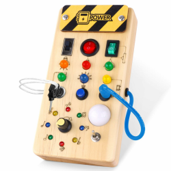 Hoarosall Montessori Busy Board Spielzeug mit LED Lichtschalter Activity Board Holzspielzeug ab 1 Jahr Motorikspielzeug Sensorik Spielzeug Lernspielzeug für Babys und Kleinkinder ab 1 2 3 Jahre Klassisches Busy Board Angebot bei HelloDeals