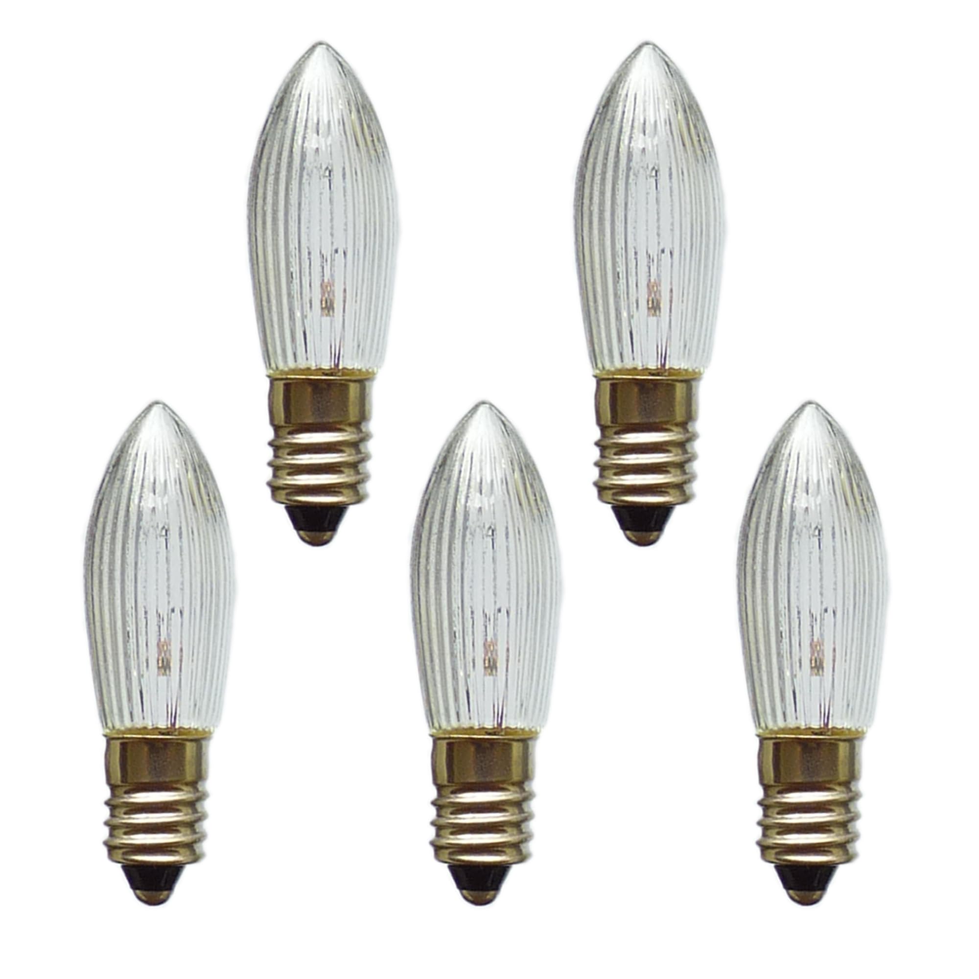 Erzgebirgslicht - AUSWAHL - 5x Topkerze Spitzkerze 48V 3W E10 für 5 Brennstellen Ersatzbirne Glühbirne Riffelkerze Glühlämpchen für Lichterketten und Schwibbogen (keine LED!) 48 Volt / 3 Watt Angebot bei HelloDeals