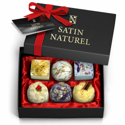Satin Naturel luxuriöses Geschenkset für Frauen – 6 Badebomben Vegan – Wellness Pflege & Relax – Badebomben Set – Weihnachtsgeschenkidee – festliches Geschenk – weihnachtliches Geschenk Angebot bei HelloDeals