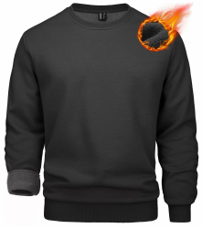 MAGCOMSEN Basic Pullover Herren Crewneck Sweatshirts Fleece Winter Langarmshirts Freizeit Sport Oberteile Shirt Warm Gefüttert Outdoorshirts L Schwarz Angebot bei HelloDeals