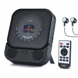 August SE15 Tragbarer Bluetooth 5.3 CD Player mit Lautsprecher 3,5mm Audio In/Out Wiederaufladbar CD Spieler mit USB/Equalizer/Überspringschutz/Wiederholungsmodus/Wandhalterung/Ohrhörer&Fernbedienung Angebot bei HelloDeals