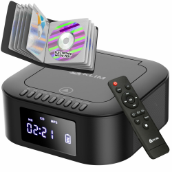 KLIM Boombox E1 Radio mit CD Player - CD-Hülle - BASS Boost mit Tieftöner - FM Radio, MP3, Bluetooth, AUX, USB - CD-R Player tragbar mit kabellosem Modus und aufladbaren Akku - Mit Fernbedienung Angebot bei HelloDeals