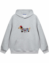 Aelfric Eden Cartoon Dog Hoodie Herren Oversized Kapuzenpullover Langarm Sweatshirt Y2K Hoody mit Kapuze Basic Vintage Hooded mit Muster Unisex Sport Oberteile Streetwear S Grau Angebot bei HelloDeals