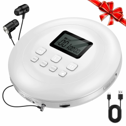 Gueray Tragbarer CD Player Tragbar CD Players Kinder CD-Player HiFi Discman mit Kopfhörer LCD-Display Unterstützung ASP PROG Speicherfunktion Repeat-Funktion BASS Effet Weiß 2401 Weiß Angebot bei HelloDeals