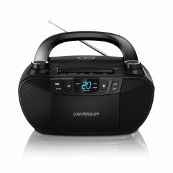Universum BB 200 - tragbarer CD-Player mit Radio und Kassette - einfache Bedienung für Kinder & Senioren - AUX-IN, UKW Radio, Kopfhöreranschluss - kleine Boombox mit Netz- & Batteriebetrieb - Schwarz Angebot bei HelloDeals