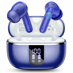 Bluetooth Kopfhörer, In Ear Kopfhörer Kabellos Bluetooth 5.4, 46 Std Bass 3D Stereo Wireless Earbud, USB-C Schnellladung, 4 ENC Noise Cancelling Mic, IPX7 Wasserdichte Ohrhörer für Sport Gym. Blau Angebot bei HelloDeals
