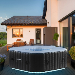 Arebos Whirlpool | 154 x 154 cm | mit LED-Beleuchtung | aufblasbar | quadratisch | In- & Outdoor | 4 Personen | 100 Massagedüsen | mit Heizung | 600 L | Inkl. Abdeckung | Bubble Spa & Wellness Massage Angebot bei HelloDeals