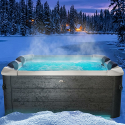 BRAST Whirlpool MSpa Oslo mit Fester Außenwand | LED-Beleuchtung mit 20 einstellbaren Farben für 6 Personen | 160x160x65cm | 120 Massagedüsen | Ganzjähriger Einsatz Winterfest | In & Outdoor Pool Angebot bei HelloDeals