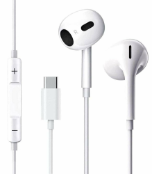 USB-C In-Ear Kopfhörer mit Kabel, Mikrofon & Fernbedienung, HiFi-Stereo Halb-In-Ear Headset – Plug-&-Play – kompatibel mit iPhone 15/16, iPad, MacBook, Samsung, Google Pixel & Android-Geräten Angebot bei HelloDeals
