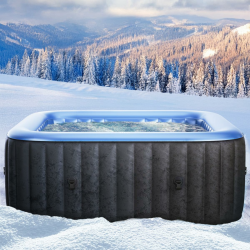 Whirlpool aufblasbar BRAST MSpa Tekapo für 6 Personen 185x185cm In-Outdoor Pool 132 Massagedüsen Energiespar-Timer Heizung Aufblasfunktion per Knopfdruck Bubble Spa Wellness Massage Angebot bei HelloDeals