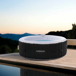 Arebos Whirlpool | aufblasbar | In- & Outdoor | 6 Personen | ⌀ 208 cm | 130 Massagedüsen | mit Heizung | 1.000 Liter | Inkl. Abdeckung | Bubble Spa & Wellness Massage Angebot bei HelloDeals