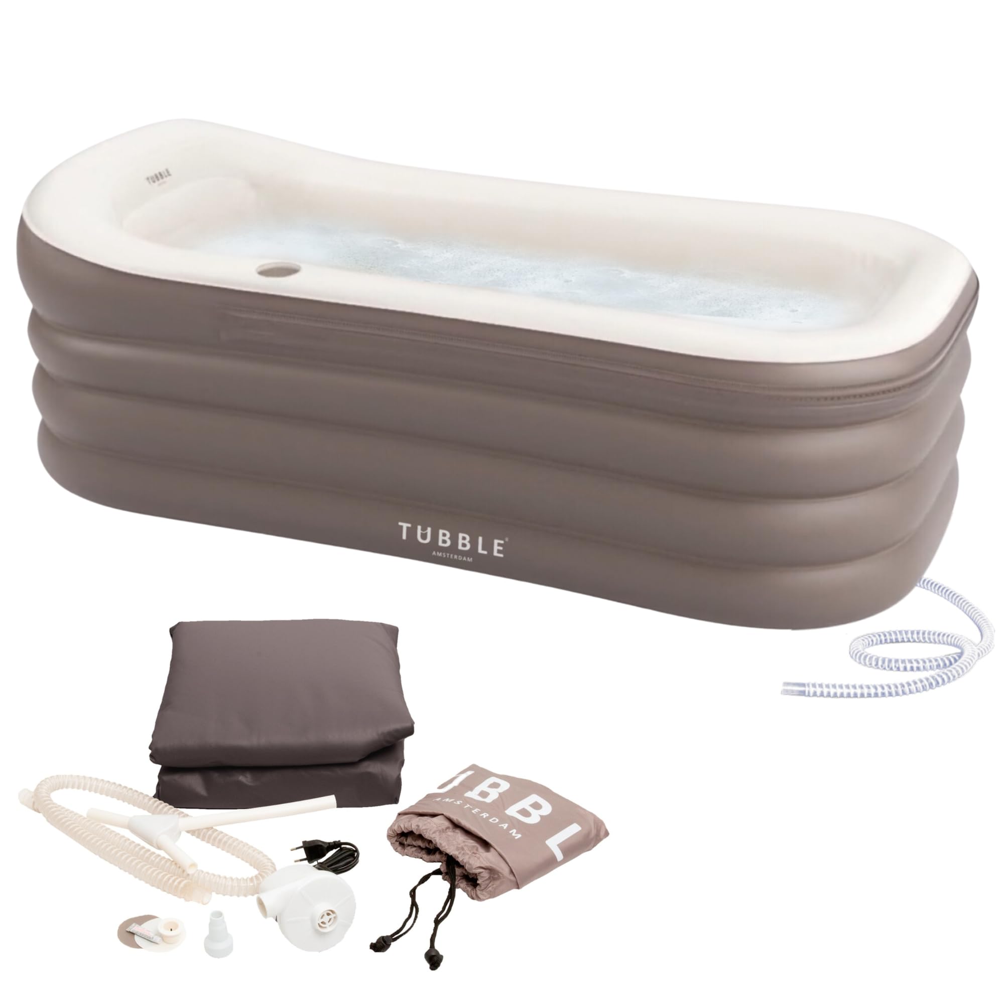Tubble® Royale Badewanne Aufblasbar Ambiant Taupe 255 Liter - Faltbare Badewanne für Erwachsene bis 188 cm, Aufbau in 1min, Für Indoor und Outdoor, Home Spa & Eisbad 255 L / Royale Ambient Taupe Angebot bei HelloDeals