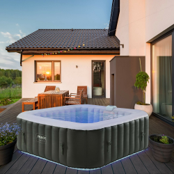 Arebos Spa Whirlpool 2400 W | automatisch aufblasbar | In- & Outdoor Spa Pool | 6 Personen | 185x185 cm | LED-Beleuchtung | 130 Massagedüsen | 910 L | Inkl. Abdeckung | Bubble Spa & Wellness Massage Angebot bei HelloDeals