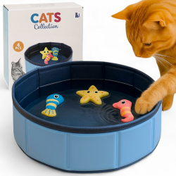 Swimmingpool Schwimmbecken für Katzen Katzenpool Katzenplanschbecken Katzenbadewanne, Faltbarer -Katzen-Pool aus PVC, rutschfest verschleißfest Ø30x10cm, blau Angebot bei HelloDeals