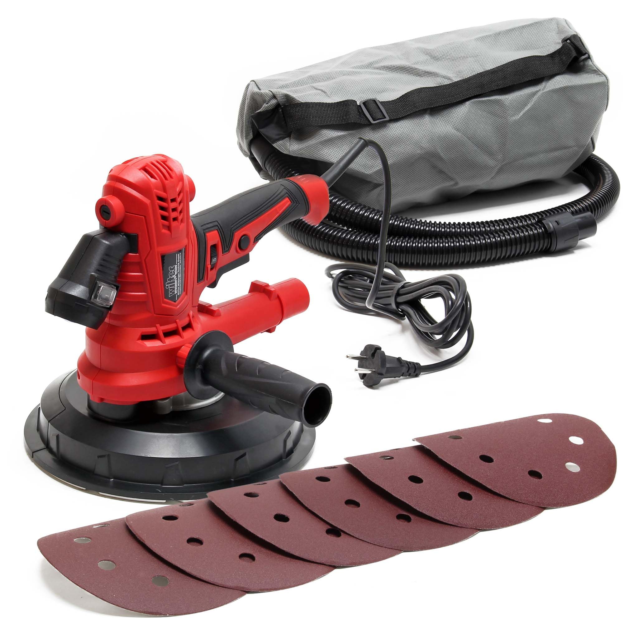 Wiltec Trockenbauschleifer 900 W, Wandschleifer Deckenschleifer mit 180 mm Schleifteller, Schleifmaschine mit Absaugung und umfangreichem Zubehör Angebot bei HelloDeals