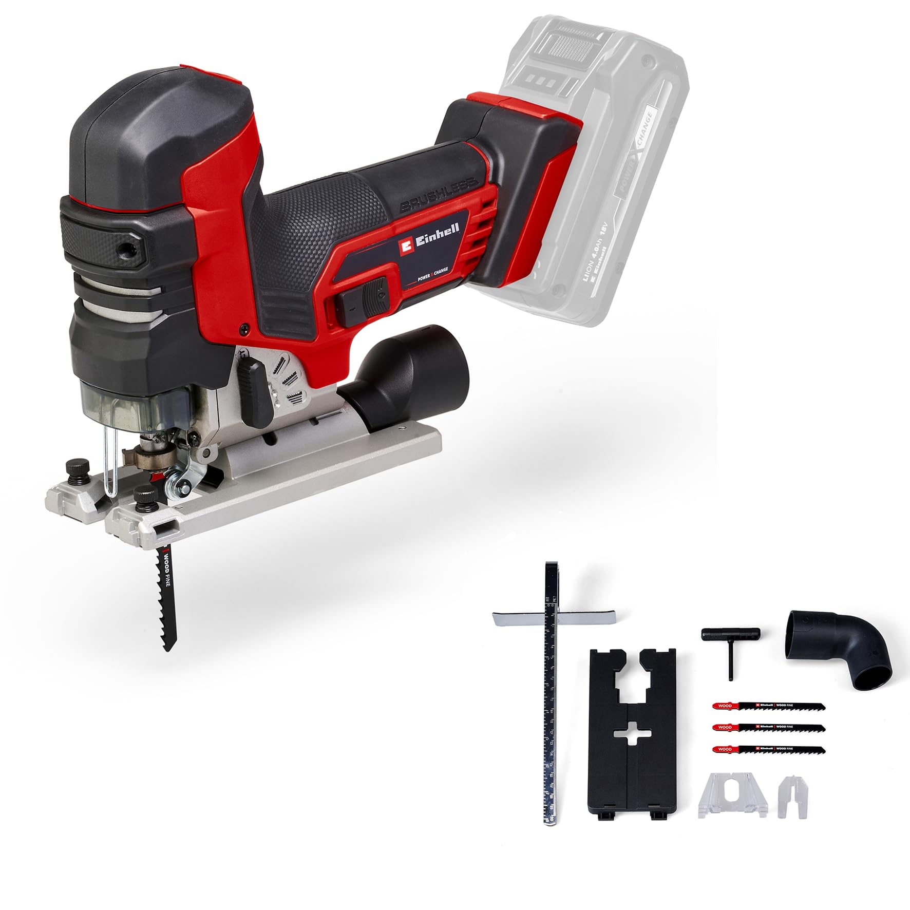 Einhell Professional Akku-Stichsäge TP-JST 18/135 Li BL Power X-Change (18 V, 135 mm Schnitttiefe in Holz, 26 mm Hubhöhe, Brushless, T-Style-Griff, 3x Sägeblatt, ohne Akku) ohne Akku und Ladegerät Angebot bei HelloDeals