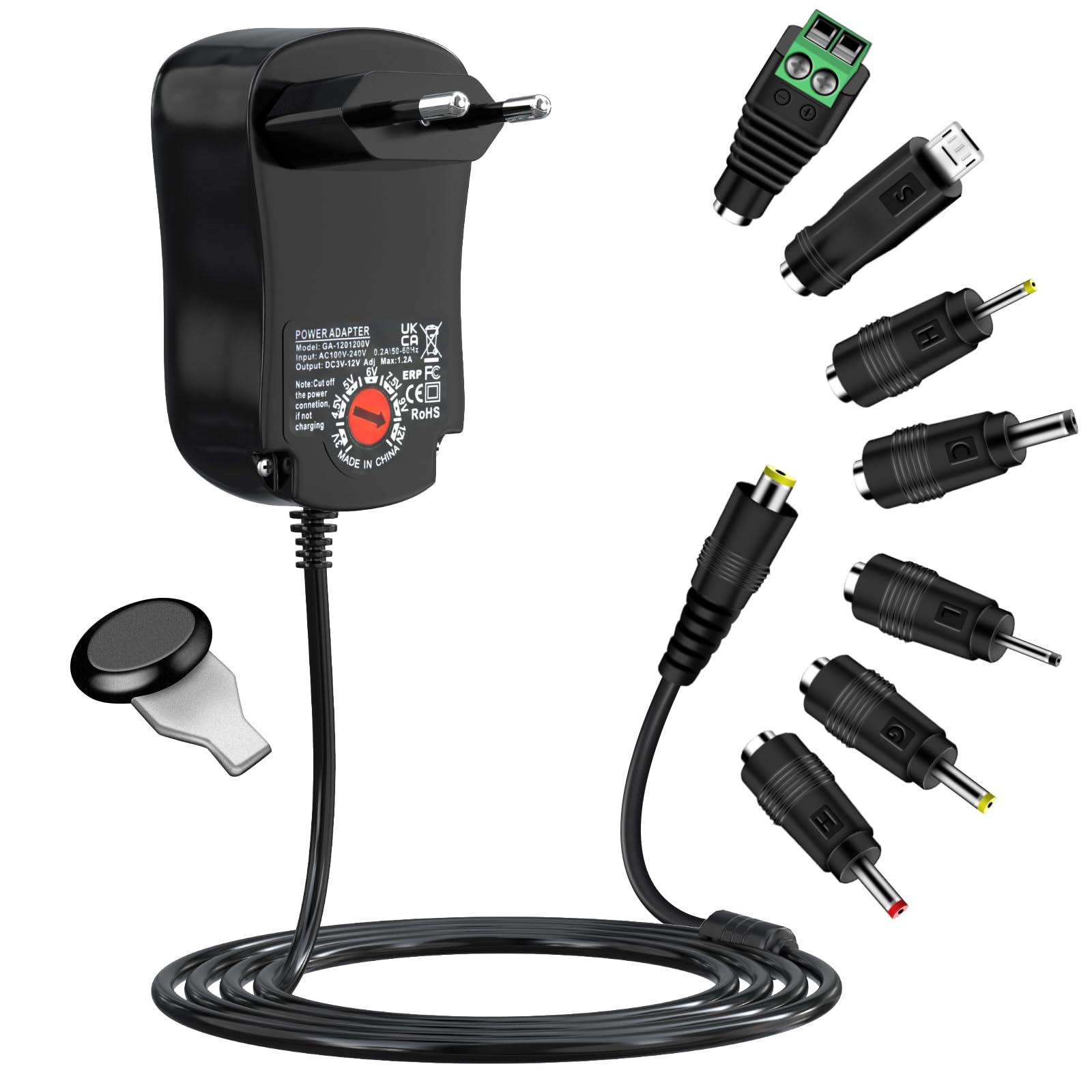 Universal Netzteil 3-12V, Cshare 12W AC zu DC 3V 4.5V 5V 6V 7.5V 9V 12V 1A 1,2A Schaltnetzteil, Adapter Schaltnetzteil mit 7 Tipps für 3V bis 12V Haushaltselektronik LED Streifen Router Angebot bei HelloDeals