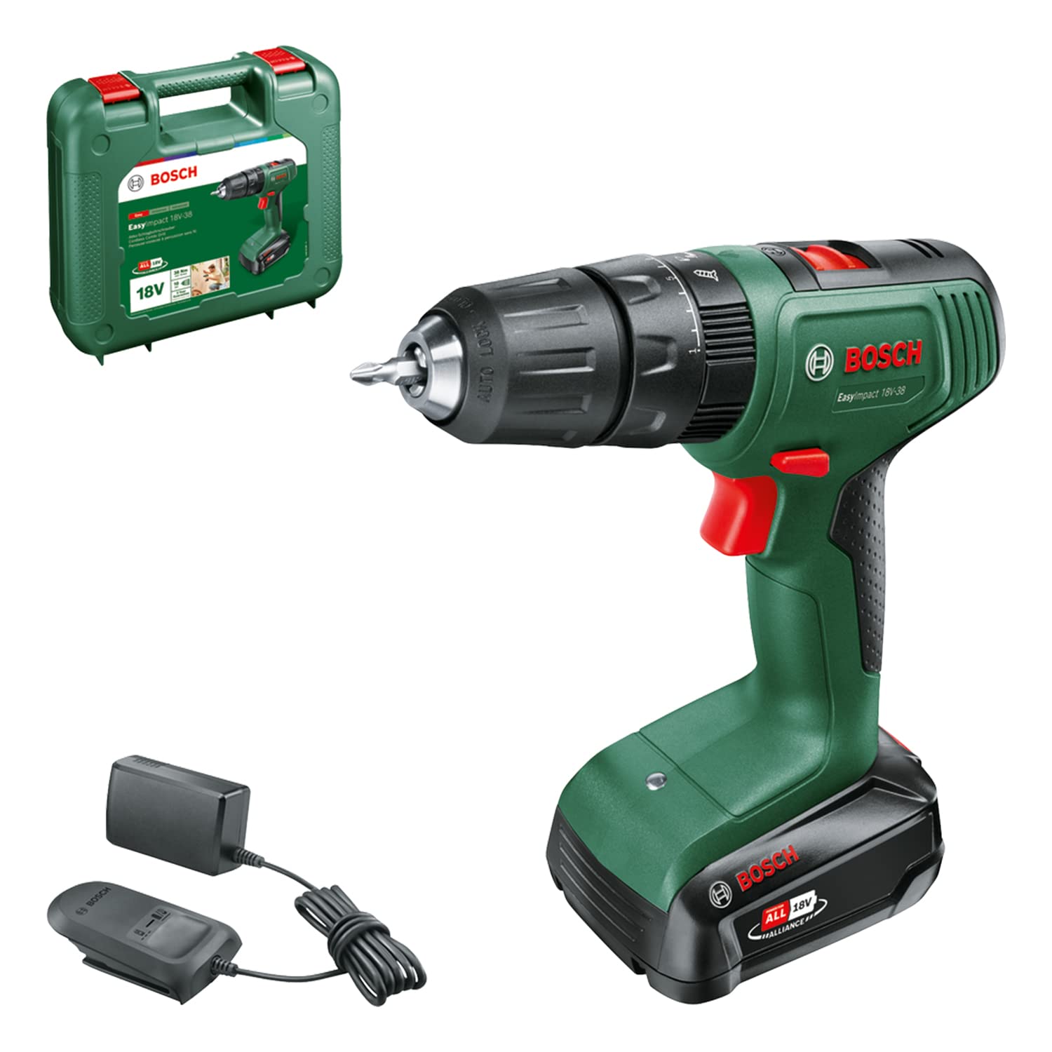 Bosch Akku Schlagbohrschrauber EasyImpact 18V-38 (1x Akku 2,5 Ah; 18 Volt System; im Koffer) Angebot bei HelloDeals