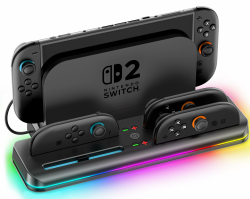 Magnetische Switch 2 Ladegerät für 6 Nintendo Switch 2 Joycons, Schnelle Switch 2 Controller Ladestation für Joycon 2 mit RGB Licht, Joy Con 2 Ladestation für Nintendo Switch 2 Zubehör Skins Angebot bei HelloDeals