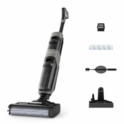 Rowenta X-Clean 4 kabelloser Nass-und Trockenstaubsauger, Selbstreinigungsfunktion, 50min Laufzeit, automatische Schmutzerkennung, Nasssauger mit smartem LED Display, für alle Hartböden, grau GZ5036WO Angebot bei HelloDeals