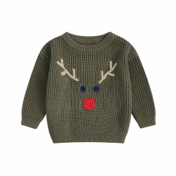 L&ieserram Baby Jungen Mädchen Weihnachten Gestrickt Pullover Jumper Weihnachtspullover Neugeborenen Kinder Langarm Strickpullover Pulli Kleinkinder Kleidung Outfit Elch - Armeegrün 12-18 Monate Angebot bei HelloDeals