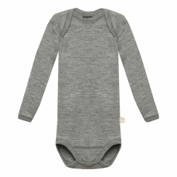 Dilling Gerippter Baby Body aus 100% BIO-Merinowolle 80 Graumeliert Angebot bei HelloDeals