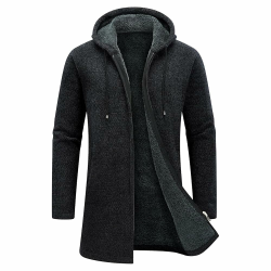 KUDORO Strickjacke Herren Cardigan Lang Trachtenjacke Kapuze mit Kapuze Gestrickt Pullover Hoodie Wintermantel Sweatjacke Feinstrick Winterjacke Fleecejacke XL Schwarz1 Angebot bei HelloDeals