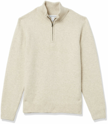 Amazon Essentials Herren Soft-Touch-Pullover mit Viertelreißverschluss und Langen Ärmeln L Gebrochenes Weiß Angebot bei HelloDeals