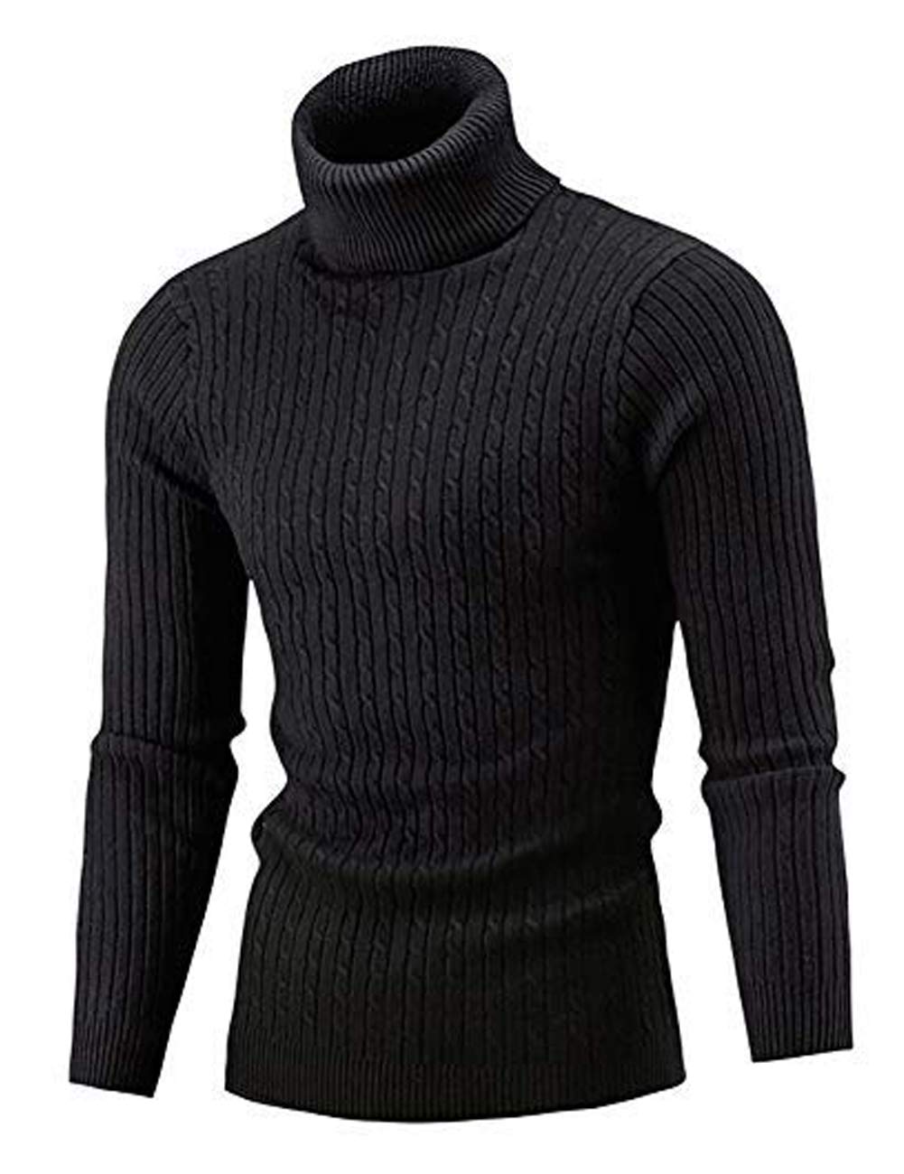 AIDEAONE Rollkragenpullover Herren Stehkragenpullover Winter Pullover Rollkragenstrickpullover Rollkragenpulli Männer Pulli Strickpullover Slim Fit L Schwarz Angebot bei HelloDeals