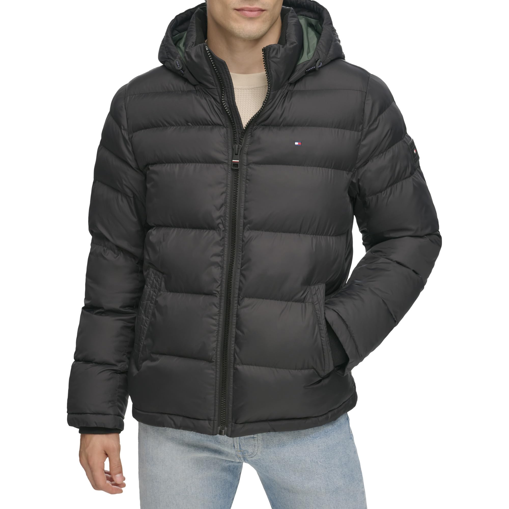 Tommy Hilfiger Herren-Steppjacke mit Kapuze M Tiefschwarz Angebot bei HelloDeals
