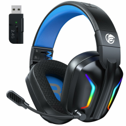 Fachixy FC-300 Gaming Headset mit Mikrofon, 2,4G Wireless Headset für PS5, PS4, PC, Switch, Mac, Surround Sound Faltbarer Bluetooth Gaming Kopfhörer kabellos mit LED Licht, Über 50H+ Akkulaufzeit Pro-Wireless Schattenblau Angebot bei HelloDeals