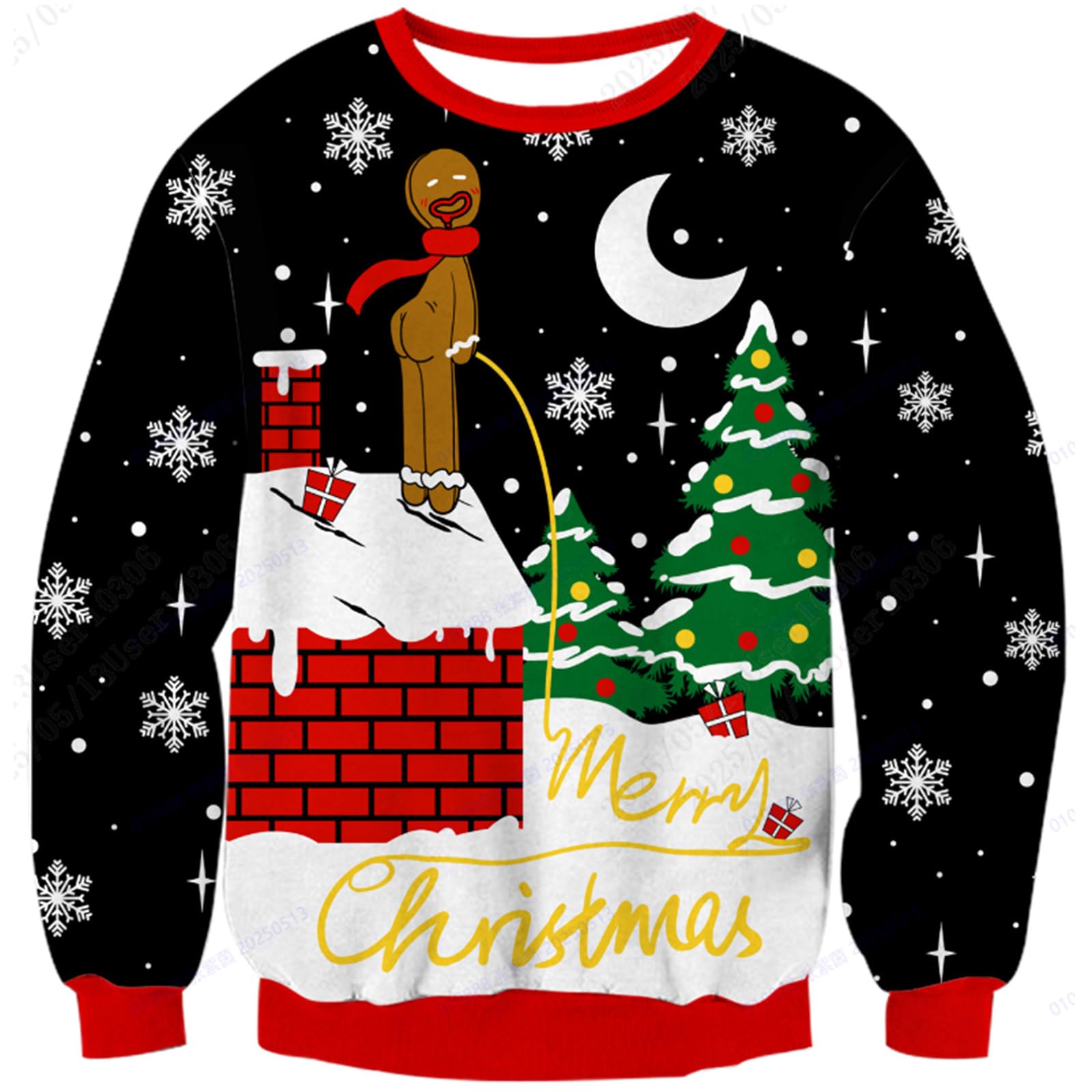 TUONROAD Weihnachtspullover Herren Damen Hässliche Christmas Sweater Unisex Feinstrick Strickpullover Xmas Sweater Jumper für Weihnachtsparty L Lebkuchenmann Angebot bei HelloDeals