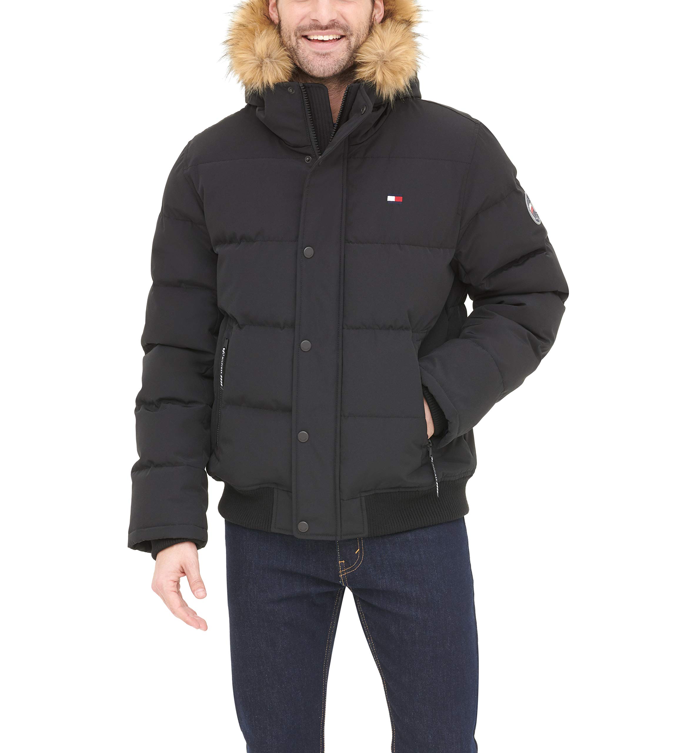 Tommy Hilfiger Herren Arctic Cloth Gesteppte Schnorchelbomberjacke M Schwarz Angebot bei HelloDeals