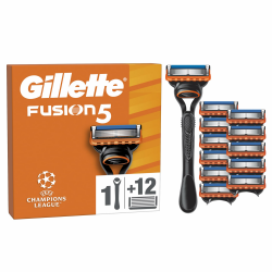 Gillette Fusion5 Rasierer für Männer — Inkl. 1 Gillette Nassrasierer, 12 Ersatzklingen mit Gleitstreifen für ein Sanftes Gleiten und 5 Klingen für eine Gründliche, Langanhaltende Rasur Rasierer + 12 Klingen Angebot bei HelloDeals