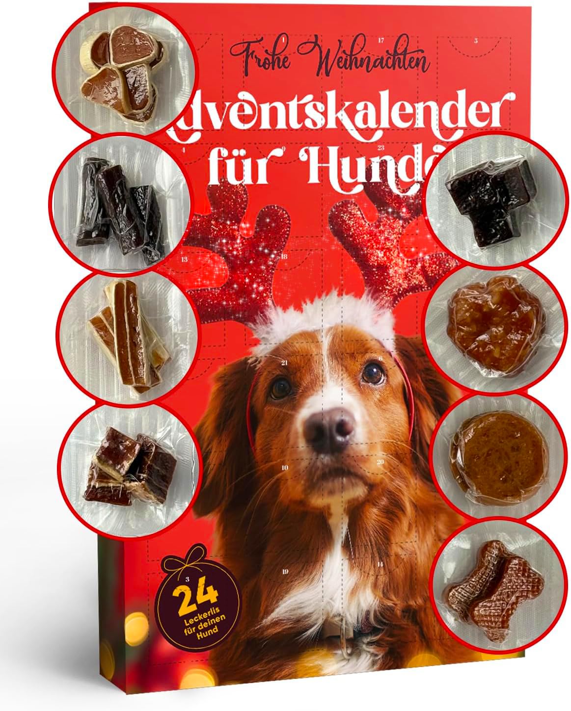 Nur Dieses Weihnachten - 8 Verschiedene Echte Fleischsorten im Hunde Adventskalender – Glutenfrei & Weizenfrei – Exklusive Auswahl: Rind, Ente, Huhn, Fisch Angebot bei HelloDeals