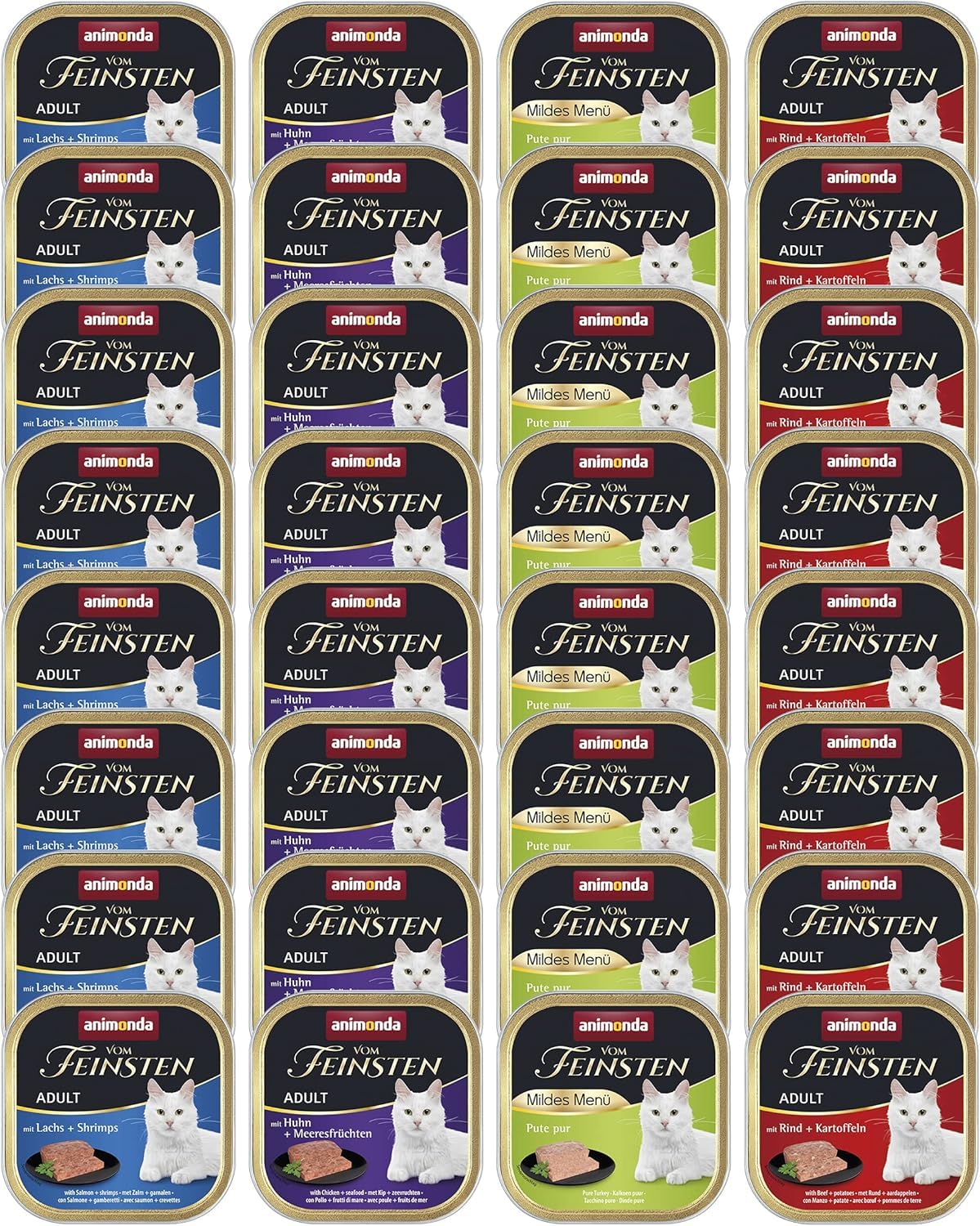 animonda Vom Feinsten Adult Fisch & Fleisch Vielfalt (32 x 100 g), Nassfutter für ausgewachsene Katzen, Katzenfutter ohne Getreide und Zucker, fein-stückige Pasteten Fisch & Fleisch Vielfalt 100 g (32er Pack) Angebot bei HelloDeals