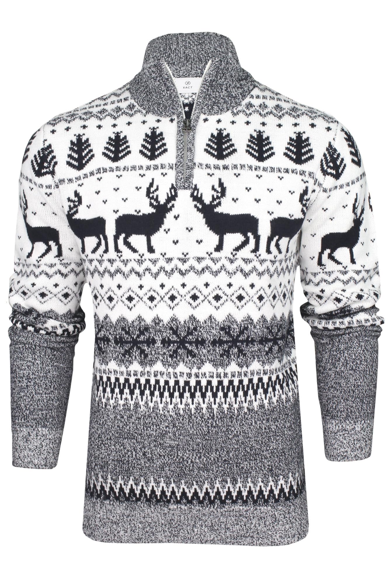 Xact Herren Nordic Fairisle 1/4-Zip Weihnachtspullover L Ecru Angebot bei HelloDeals