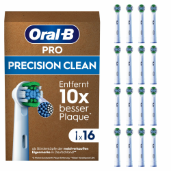 Oral-B Pro Precision Clean Aufsteckbürsten — ORIGINAL Zahnbürstenaufsatz für Elektrische Oral-B Pro Zahnbürste — Ersatzbürsten für gründliche Zahnreinigung — Weiß, 16 Stück Neu Angebot bei HelloDeals