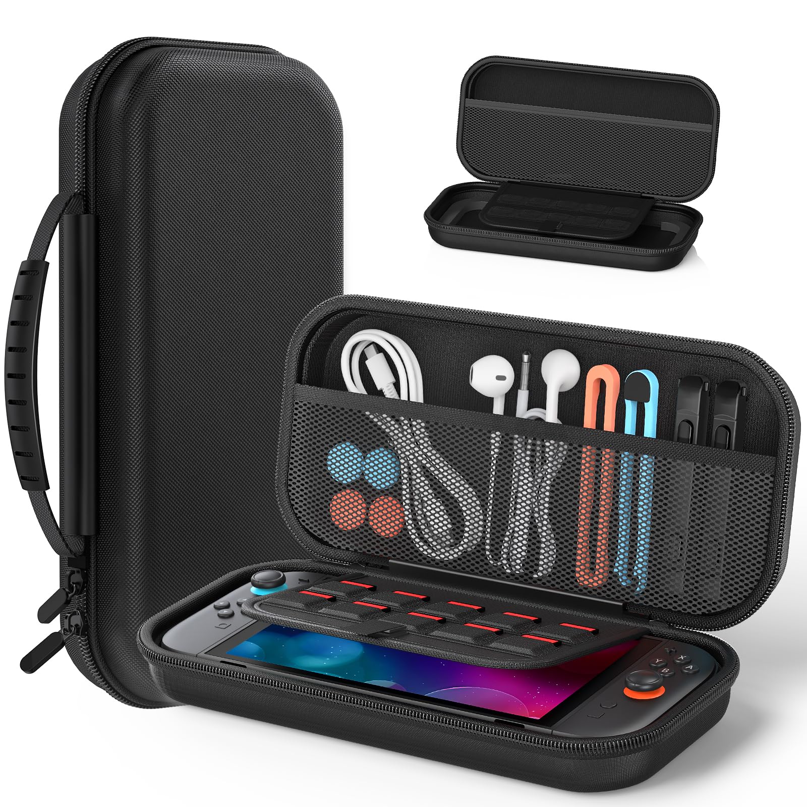 Tragetasche für Nintendo Switch 2 (2025) / Switch 2017 / Switch OLED, Hard Shell Tasche mit weichem Futter, Speicherplatz für 10 Spiele, Langlebiger Ballistischer Nylon, Zubehör für Switch 2 Schwarz Angebot bei HelloDeals