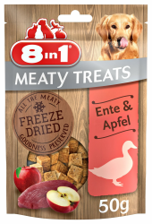 8in1 Meaty Treats, gefriergetrocknete Hunde Leckerlis mit Ente & Apfel, getreidefrei und ohne Zucker, 50 g Beutel 50 g (1er Pack) Ente & Apfel Angebot bei HelloDeals