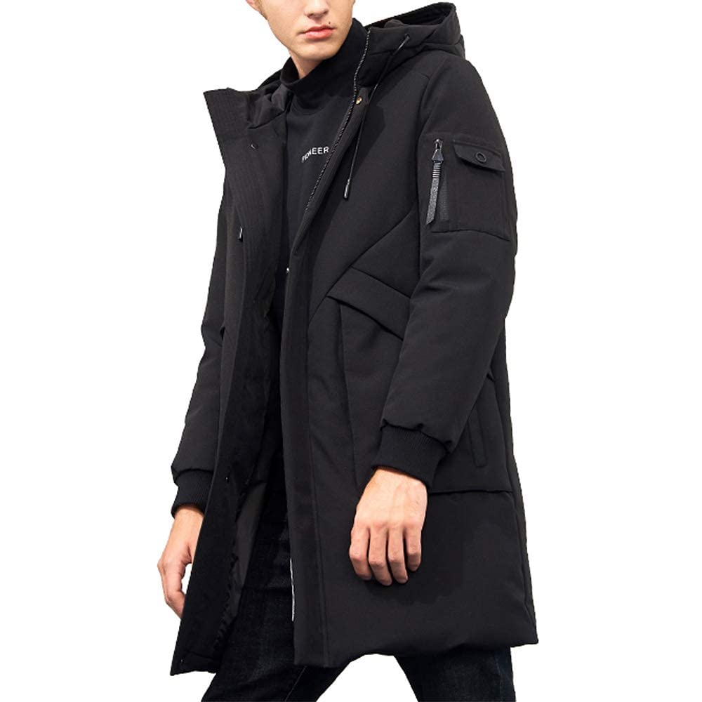 Herren Winterjacke Warm Lang Warme Atmungsaktiv Jacken Outdoor Coat mit Kapuze XXL Schwarz Angebot bei HelloDeals