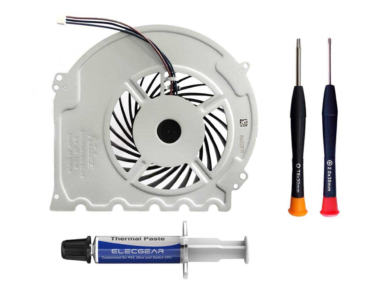 ElecGear Replacement CPU Lüfter für PS4 Slim CUH-2xxx – Intern Reparatur Ersatzkühler Ventilator Kühler Cooling Fan, Thermo Paste, TR8 Torx Security, PH00 Driver Set für Playstation 4 Slim Angebot bei HelloDeals